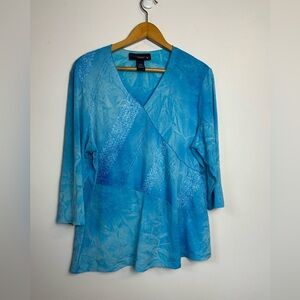 Y2K Venezia 3/4 Sleeve Stretch Blouse top Blue plus 18/20 fairy comfortable